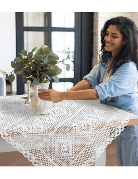 OBRUS OLIVIA 85 X 85 CM BIAŁY