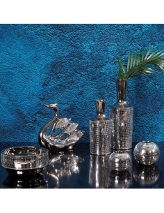 WAZON DEKORACYJNY AURORA (9) 14 X 8 X 34 CM SREBRNY 2