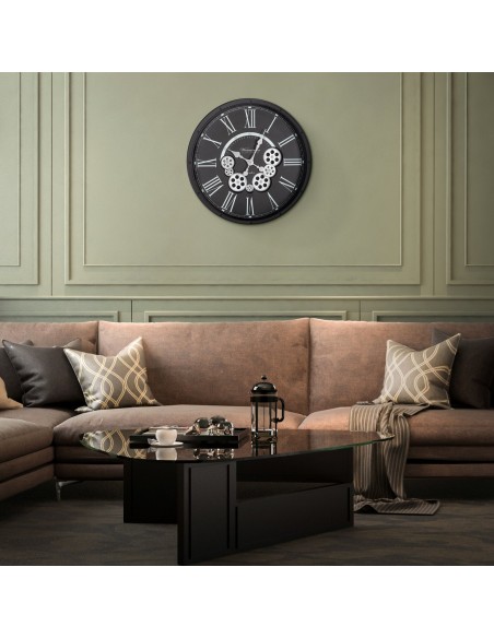ZEGAR DEKORACYJNY 85 O 48 X 8 CM CZARNY