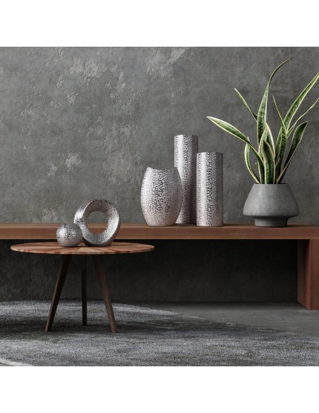 WAZON DEKORACYJNY RISO 23 X 9 X 22 CM SREBRNY