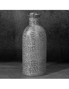 WAZON DEKORACYJNY RISO 16 X 11 X 40 CM SREBRNY 2