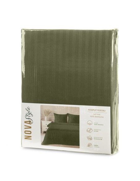 KOMPLET POŚCIELI SATYNOWEJ VERA 160 X 200 CM OLIWKOWY