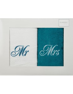 KOMPLET RĘCZNIKÓW MR MRS 47 X 37 X 7 CM BIAŁY