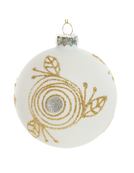 BOMBKA CHOINKOWA SZKLANA FI 8 CM BIAŁY