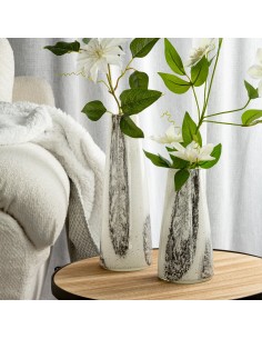 SZKLANY WAZON DEKORACYJNY LUCAS (01) O 11 X 31 CM KREMOWY 2