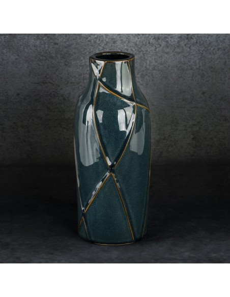 WAZON DEKORACYJNY TEO (01) FI 13 X 30 CM TURKUSOWY