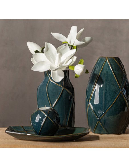 WAZON DEKORACYJNY TEO (01) FI 13 X 30 CM TURKUSOWY