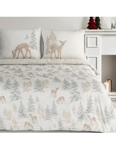 ŚWIĄTECZNY KOMPLET POŚCIELI FAWN 140 X 200 CM BIAŁY