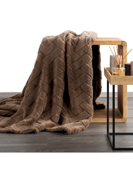 KOC D91 CARO 150 X 200 CM CIEMNOBRĄZOWY