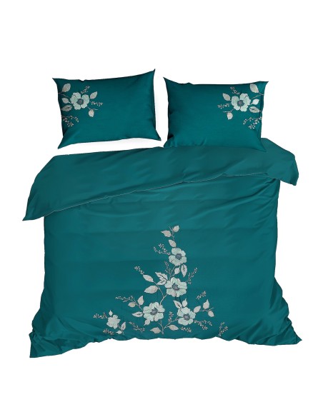 KOMPLET POŚCIELI HAFT6 160 X 200 CM TURKUSOWY