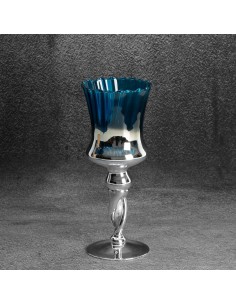 SZKLANY ŚWIECZNIK DEKORACYJNY CLARE2 (01) FI 10 X 25 CM SREBRNY 2