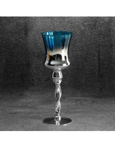 SZKLANY ŚWIECZNIK DEKORACYJNY CLARE2 (02) FI 10 X 30 CM SREBRNY 2