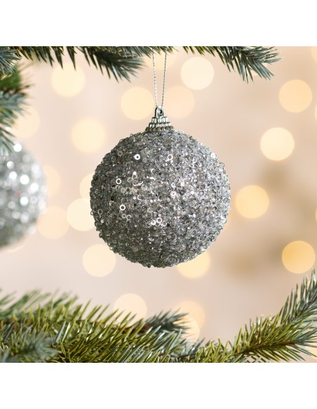 BOMBKA CHOINKOWA FI 8 CM SREBRNY