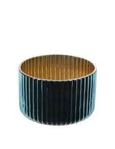 SZKLANY ŚWIECZNIK DEKORACYJNY NELA (01) FI 12 X 8 CM CIEMNOTURKUSOWY