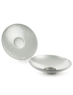 SZKLANA MISA DEKORACYJNA KALA FI 35 X 9 CM SREBRNY 2