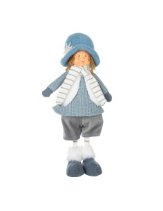 LALKA ŚWIĄTECZNA DEKORACYJNA 21 X 13 X 45 CM NIEBIESKI