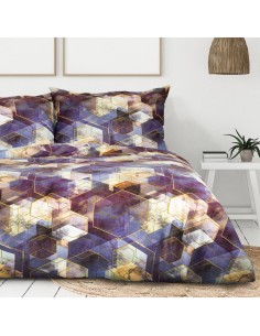 KOMPLET POŚCIELI W PUDEŁKU VITRAGE 160 X 200 CM FIOLETOWY