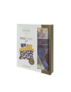 KOMPLET POŚCIELI W PUDEŁKU VITRAGE 160 X 200 CM FIOLETOWY 2