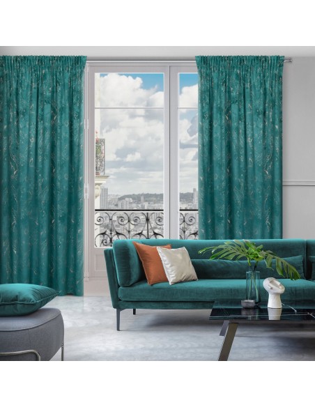 ZASŁONA GOTOWA NADIA NA TAŚMIE 140 X 300 CM CIEMNOTURKUSOWY