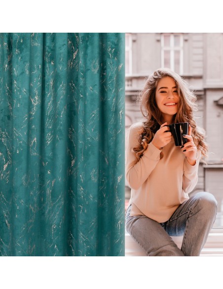 ZASŁONA GOTOWA NADIA NA TAŚMIE 140 X 300 CM CIEMNOTURKUSOWY