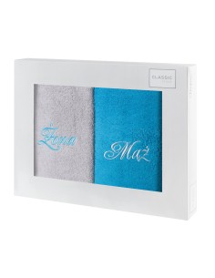 KOMPLET RĘCZNIKÓW MĄŻ ŻONA2 47 X 37 X 7 CM POPIELATY 2