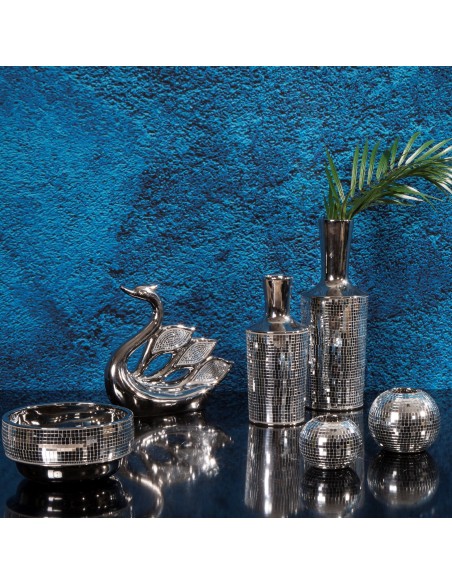 WAZON DEKORACYJNY MIRONA (06) FI 12 X 30 CM SREBRNY