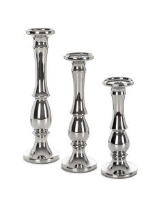 ŚWIECZNIK DEKORACYJNY JOLY O 10 X 32 CM SREBRNY 2