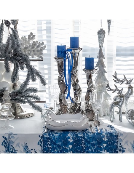 ŚWIĄTECZNA CERAMIKA O 11 X 32 CM SREBRNY